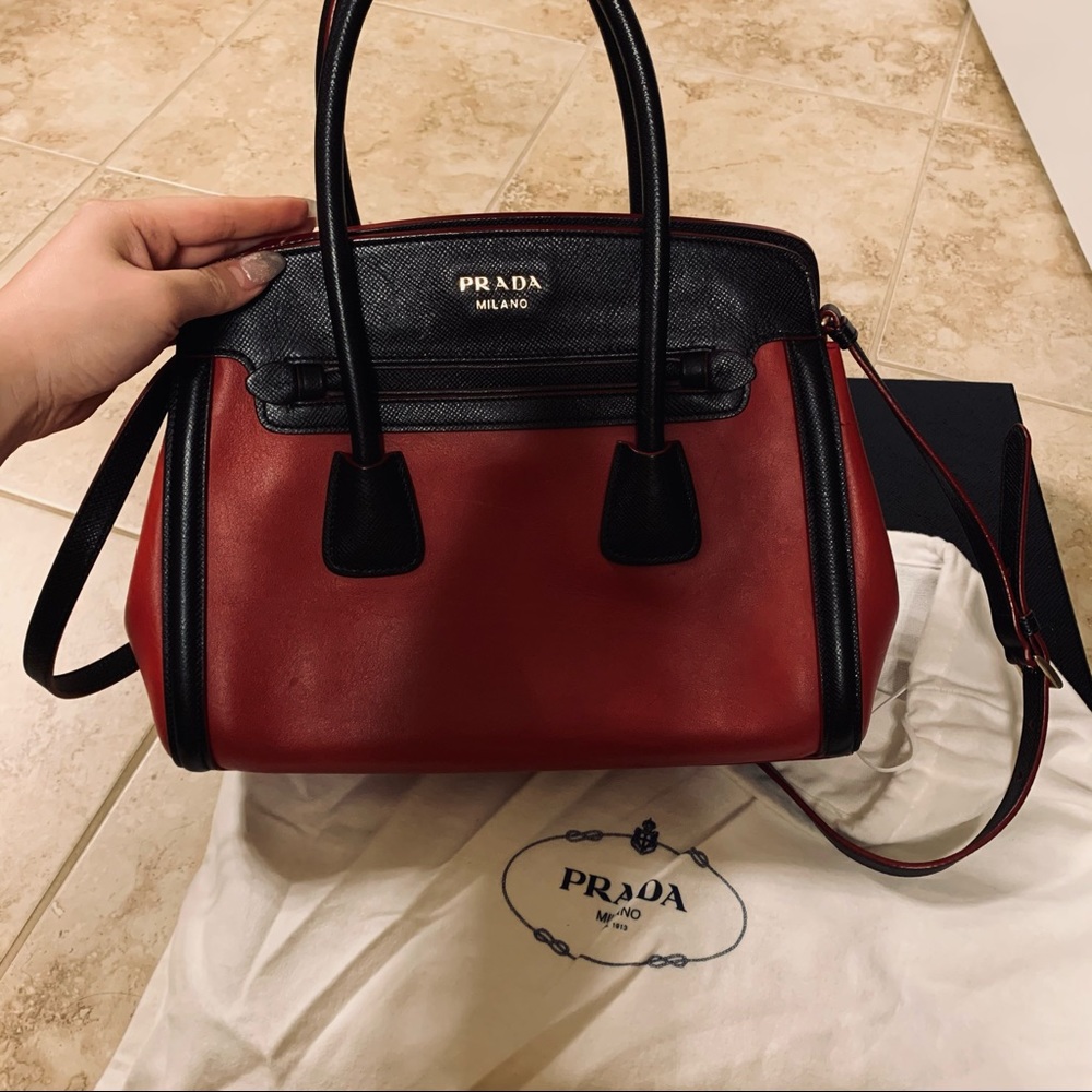 Prada red and black handbag